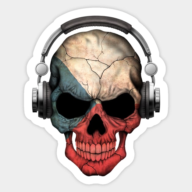 Dark Skull Deejay with Czech Flag Sticker by jeffbartels